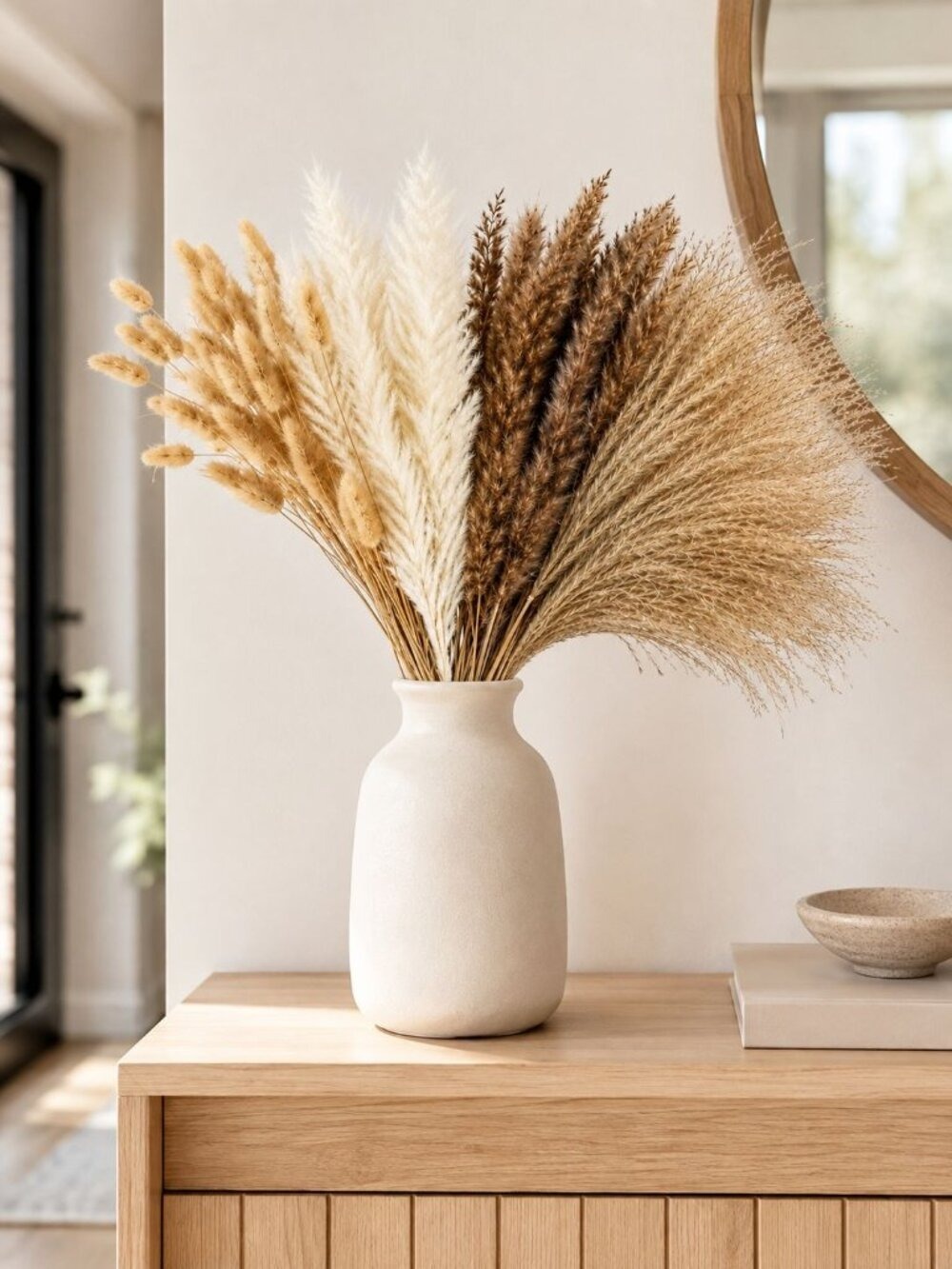 90 Stem Mixed Dried Grass Bundle, 16 Inch Neutral Vase Filler, Boho Wedding and - Picture 7 of 9